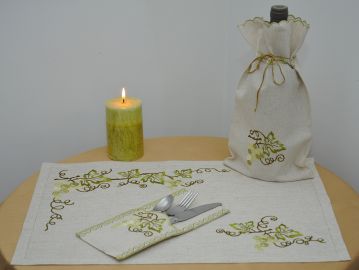 Set de table lin 35x53 raisin blanc